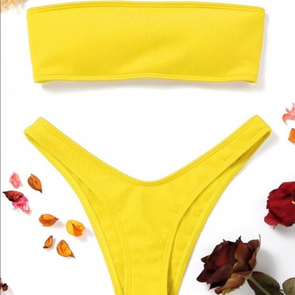 yellow tube top bikini